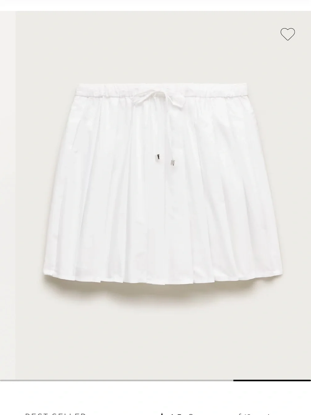 JCrew White Drawstring Pleated Mini Skirt in Cotton Poplin